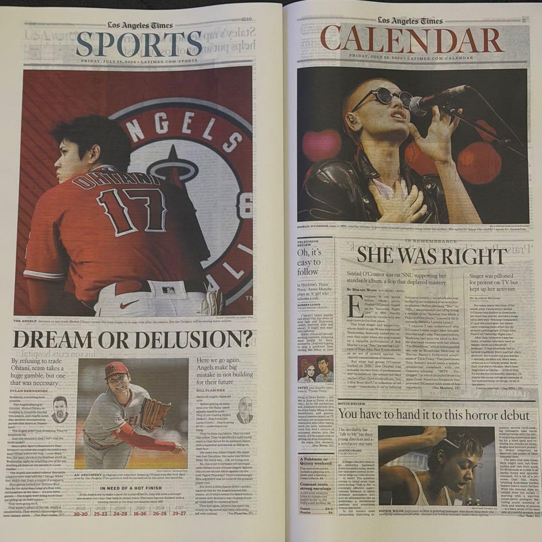 2023年7月28日付 ロサンゼルスタイムズ 【エンゼルス 大谷翔平 特集号】②
