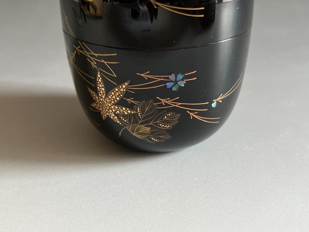 青森絋一　輪島塗　吹寄蒔絵　大棗　茶道具　薄茶器
