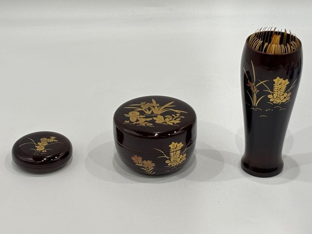 茶道具 利休形茶箱 一閑塗 溜 茶箱セット紙箱