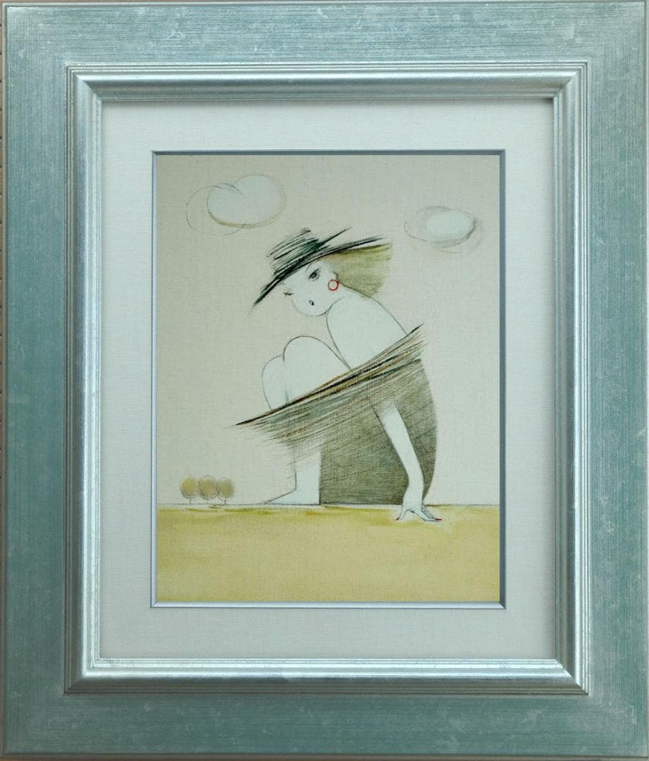 油絵 菅家令子 絵 絵画 インテリア 額付(銀) F3-041014 人物 女性