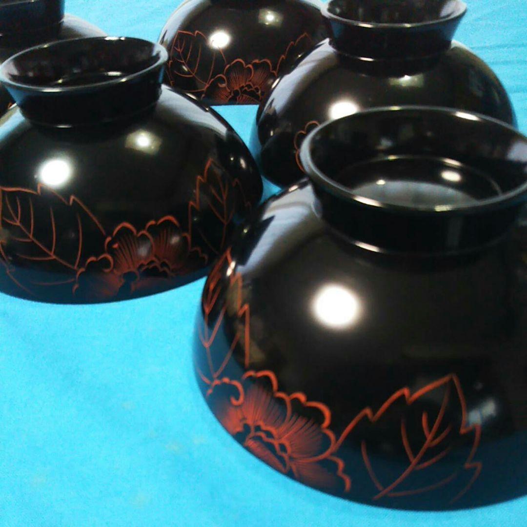 レア物、高級木製本漆塗り吸い物椀、お雑煮椀 ５人前