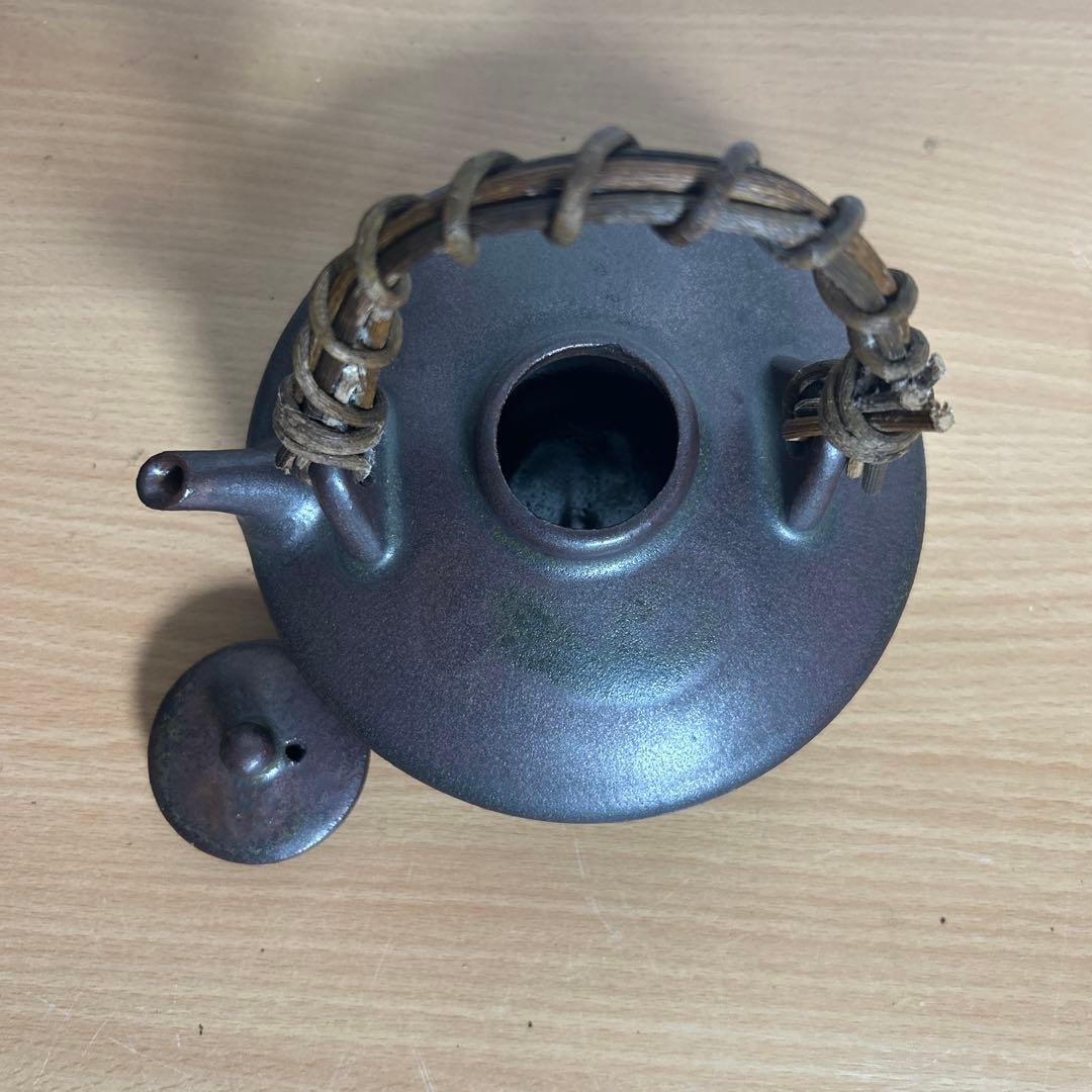 自宅保管品　黒薩摩の銚子　急須　 銘　柿