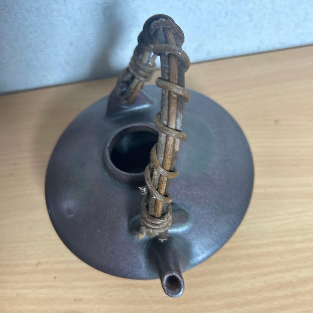 自宅保管品　黒薩摩の銚子　急須　 銘　柿