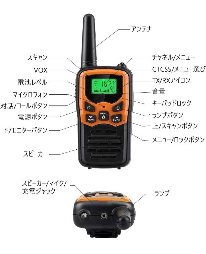【新品未使用】トランシーバー　無線機　免許不要　特定小電力　充電式　4台セット