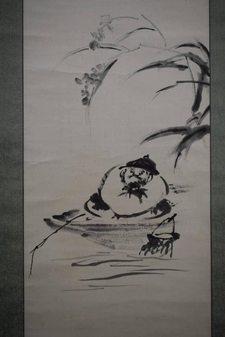 真作/田中柏陰/人物釣魚画/布袋屋掛軸HG-525