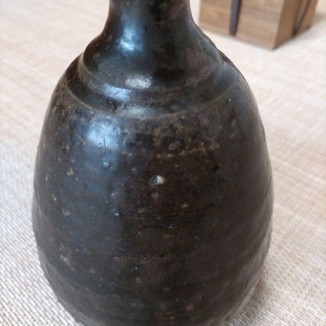 李朝　朝鮮焼　鉄釉花瓶