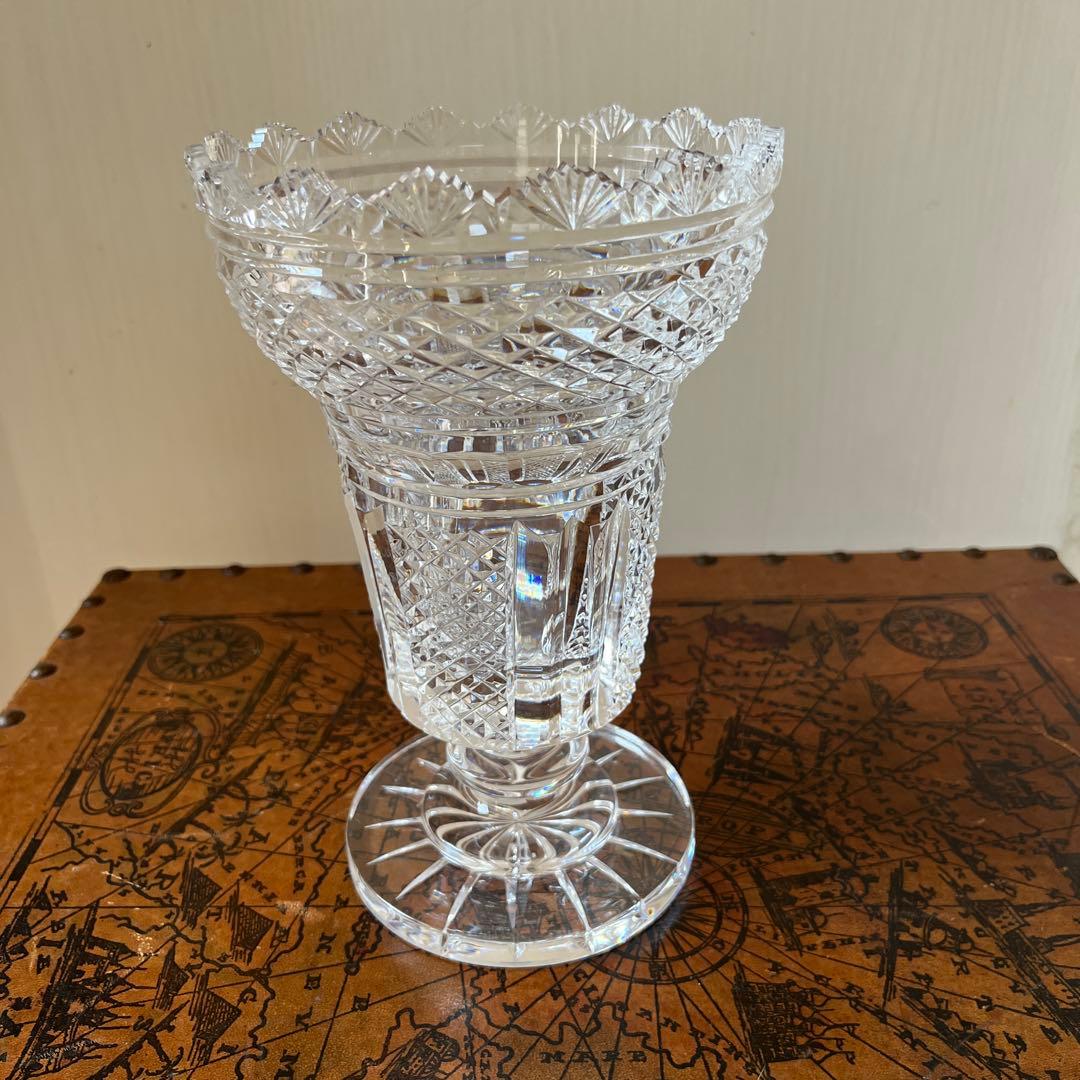 クリスタルガラス フラワーベース カットガラス