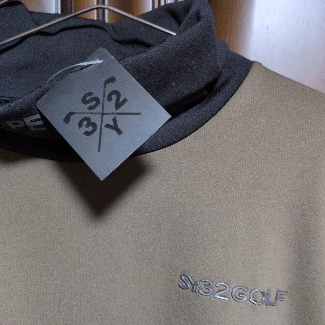 SY32:メンズ:Lサイズ:ハイネックシャツ:オリーブ色