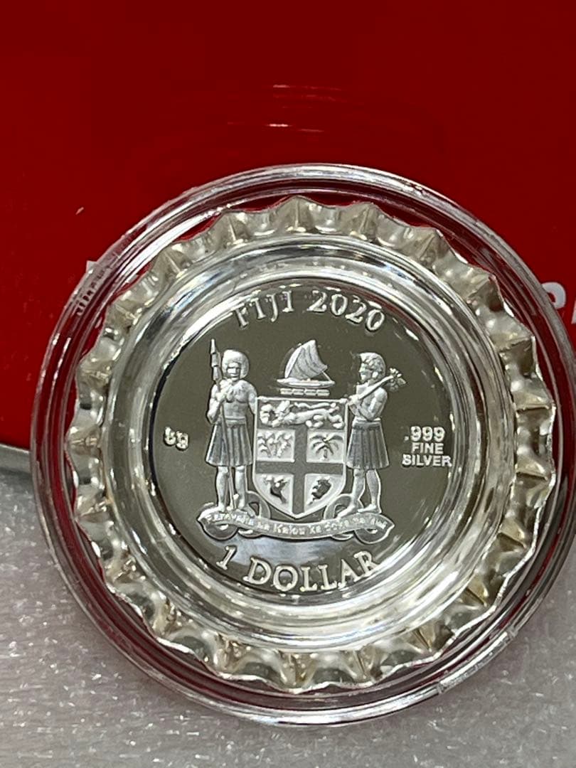 2020年　フィジー　コカ・コーラ　ボトルキャップ　ジャパンエディション　銀貨