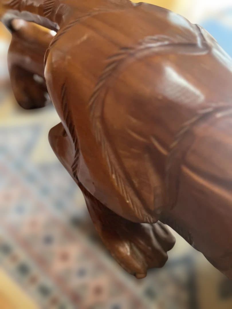 木彫り虎 置物 大型 手彫り 彫刻 オブジェ 縁起物