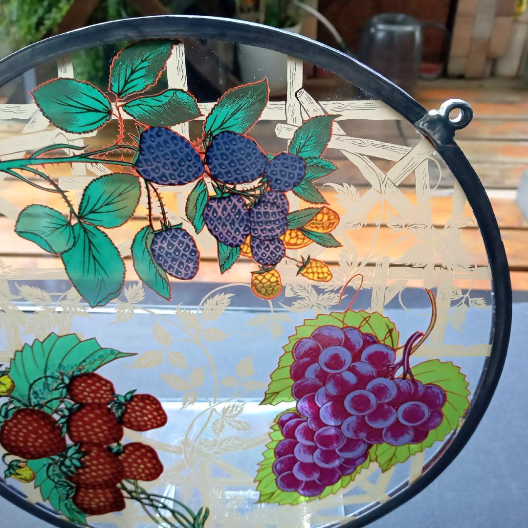 大判アメリカ ステンドグラス Berries＆Grapes グラスマスターズ社c