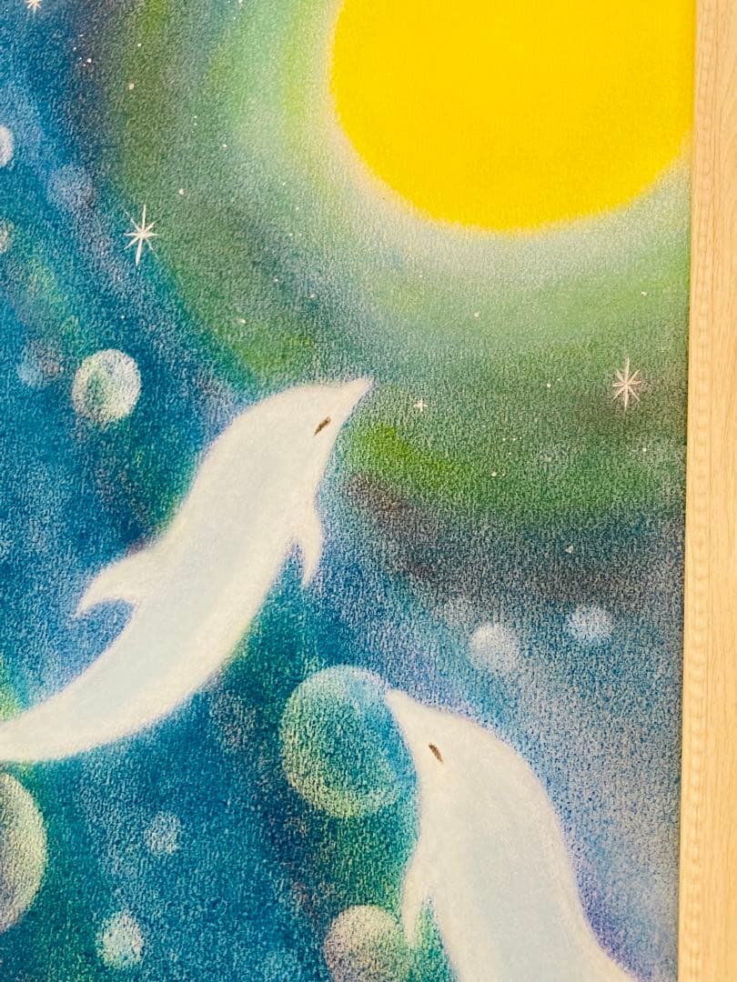 『月夜に泳ぐイルカ』パステルヒーリングアート