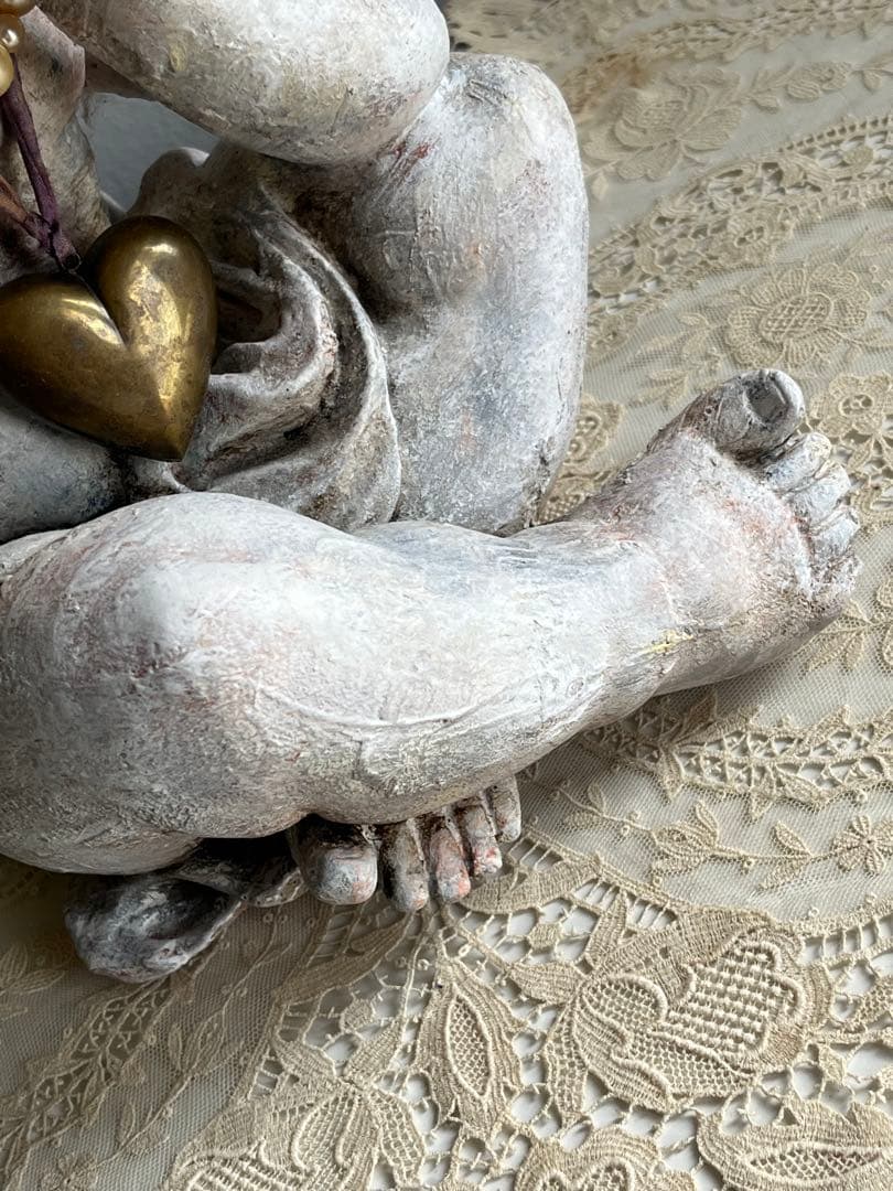 フランス製 ビンテージ アンティーク調 天使像 石膏製 室内装飾オブジェ