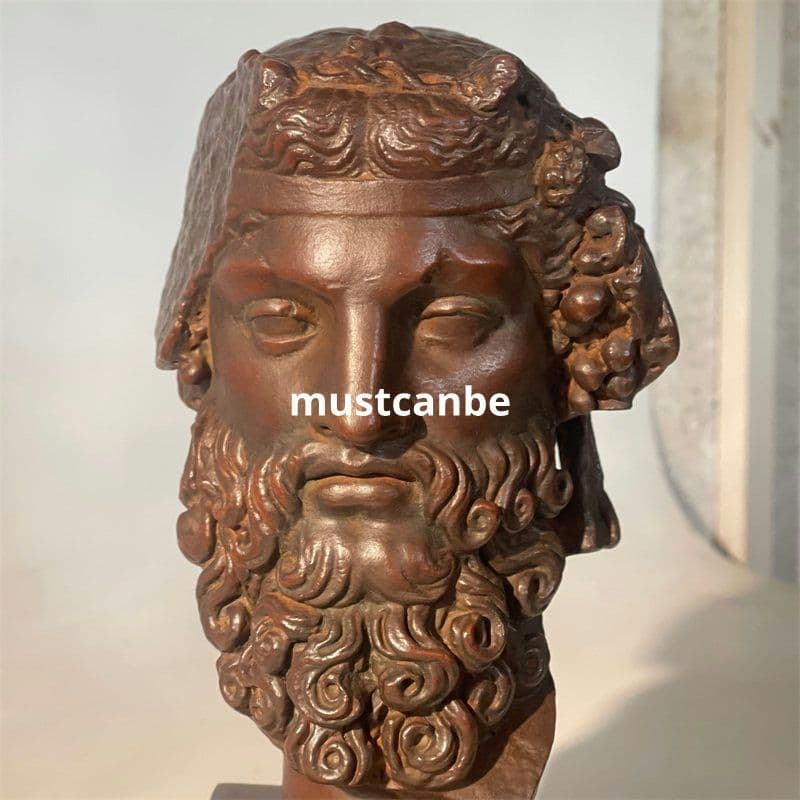 石像ギリシャ酒神ディオニュソス頭部居間 玄関 茶室 執務机 装飾品 工芸品 置物