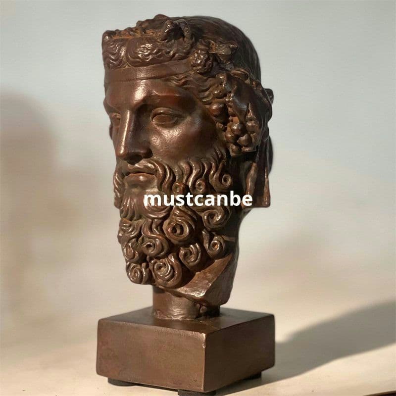 石像ギリシャ酒神ディオニュソス頭部居間 玄関 茶室 執務机 装飾品 工芸品 置物