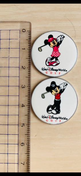 超レア　ディズニー　ゴルフボールマーカ－　ペア　ミッキーマウス　ミニーマウス