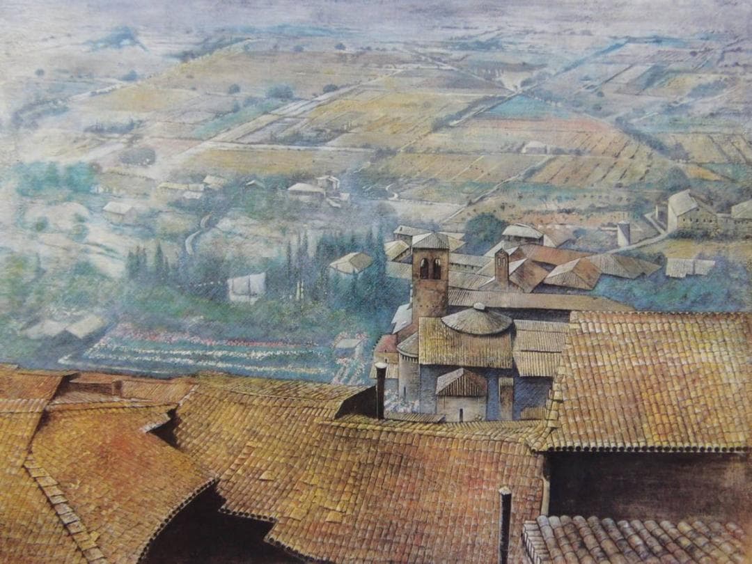 西村直之、光と風の詩（アッシジ）、希少な画集より、新品高級額・額装付