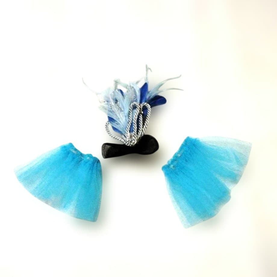 バレエ　水色 クラシックチュチュ シルビア製　小学中学年　2着　髪飾り、袖付