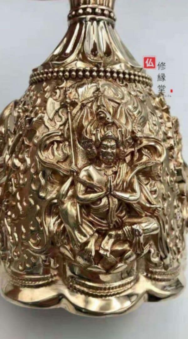 【修縁堂】密教法具 四大明王 法器 金剛鈴 鐘 真鍮製 26cm