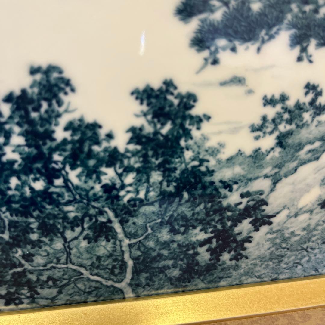 【秀水図】大型陶板額　宝寿窯　陶板額　有田焼　昭和　レトロ