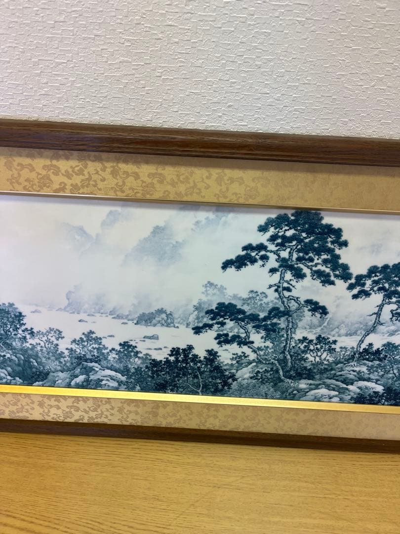 【秀水図】大型陶板額　宝寿窯　陶板額　有田焼　昭和　レトロ