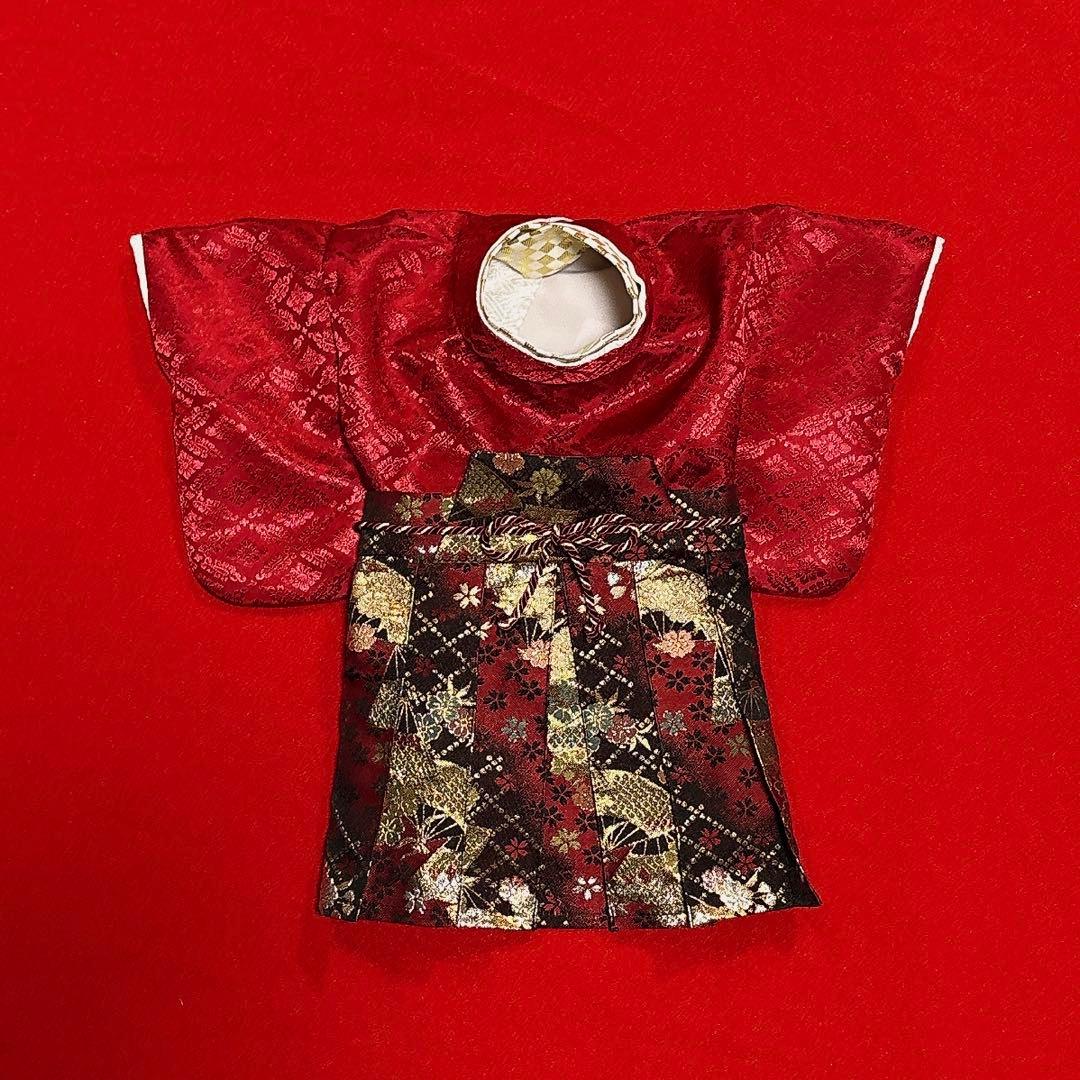 即納✨犬の袴✨犬用本格袴セット エンジ 扇柄 SM 扇柄 西陣織 金襴 犬服