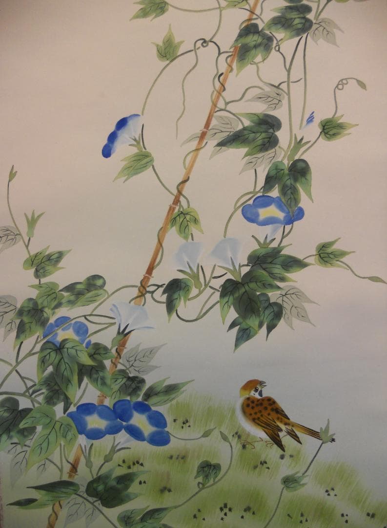 掛け軸 元勝 作 『 朝顔 』 絹本 希少 軸装 茶道具 茶掛け 掛軸 美品