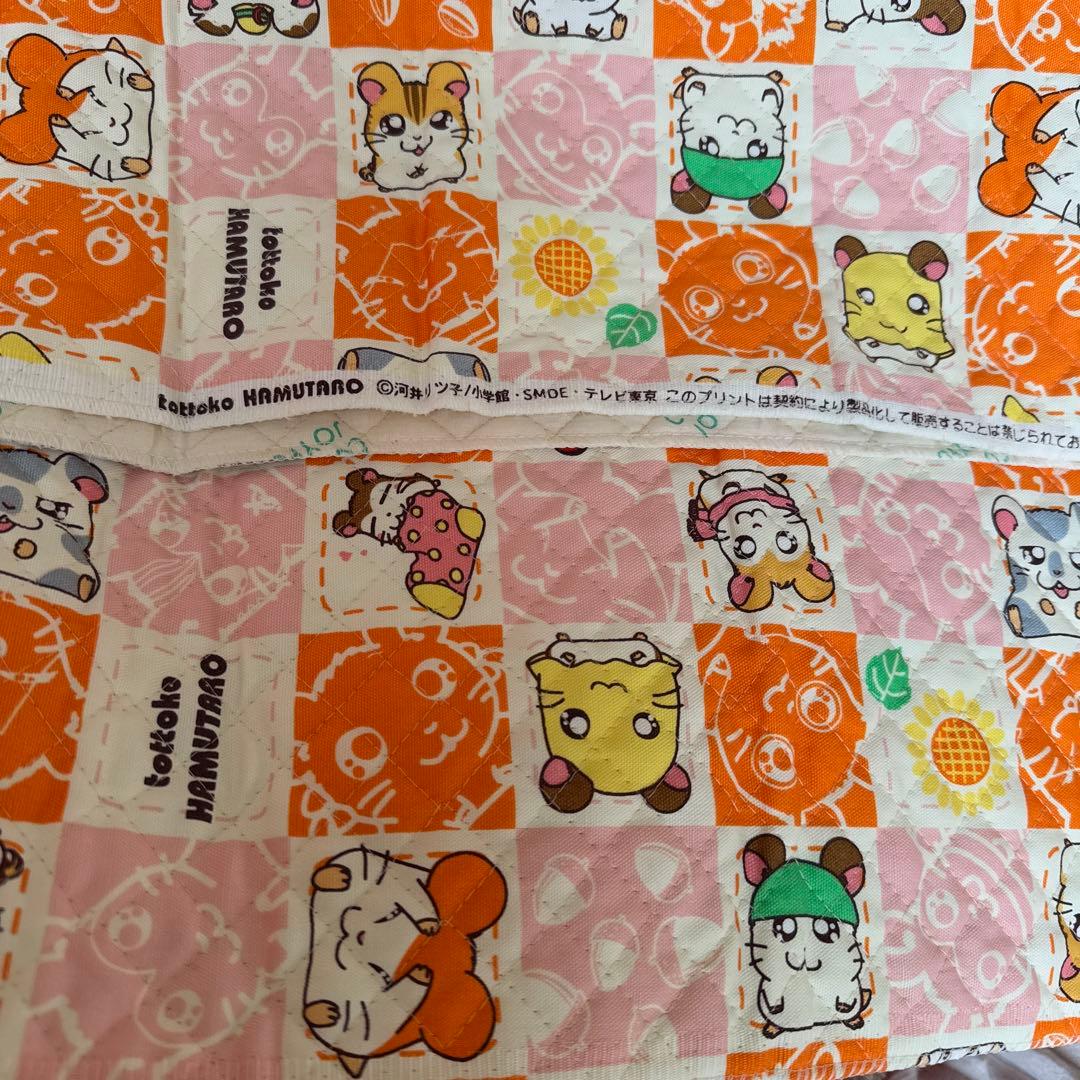 希少　レトロ　とっとこハム太郎　大きなキルト生地　約100×123cm