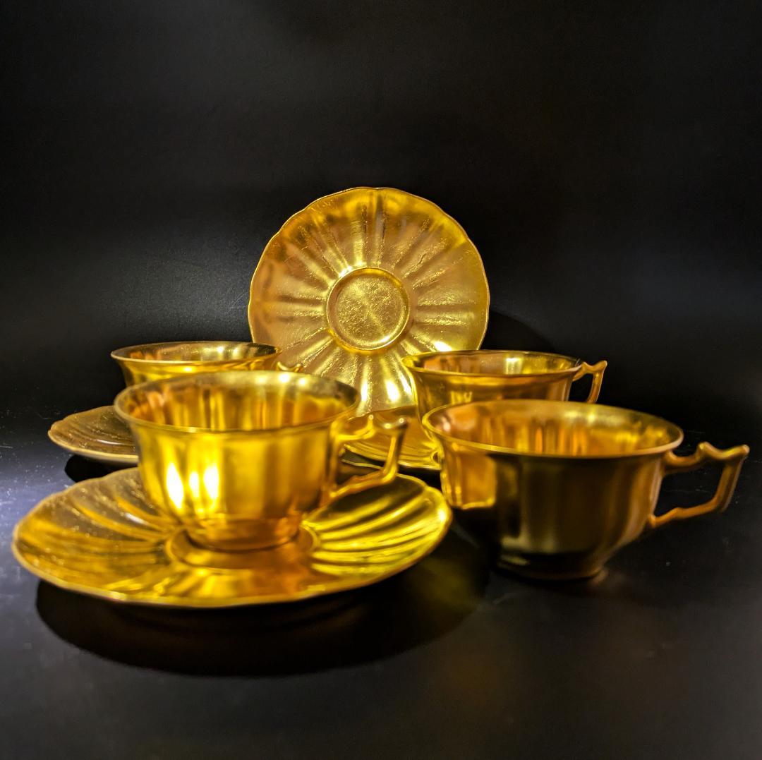 深淵なる金彩★4個セット★healey デミタスカップソーサー ゴールド