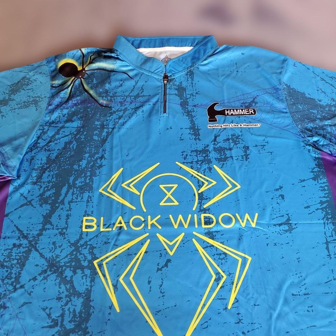 ✨新品✨ボウリングウェア　【5XL】　ブラックウィドー　ハンマー　ブルー　大きめ