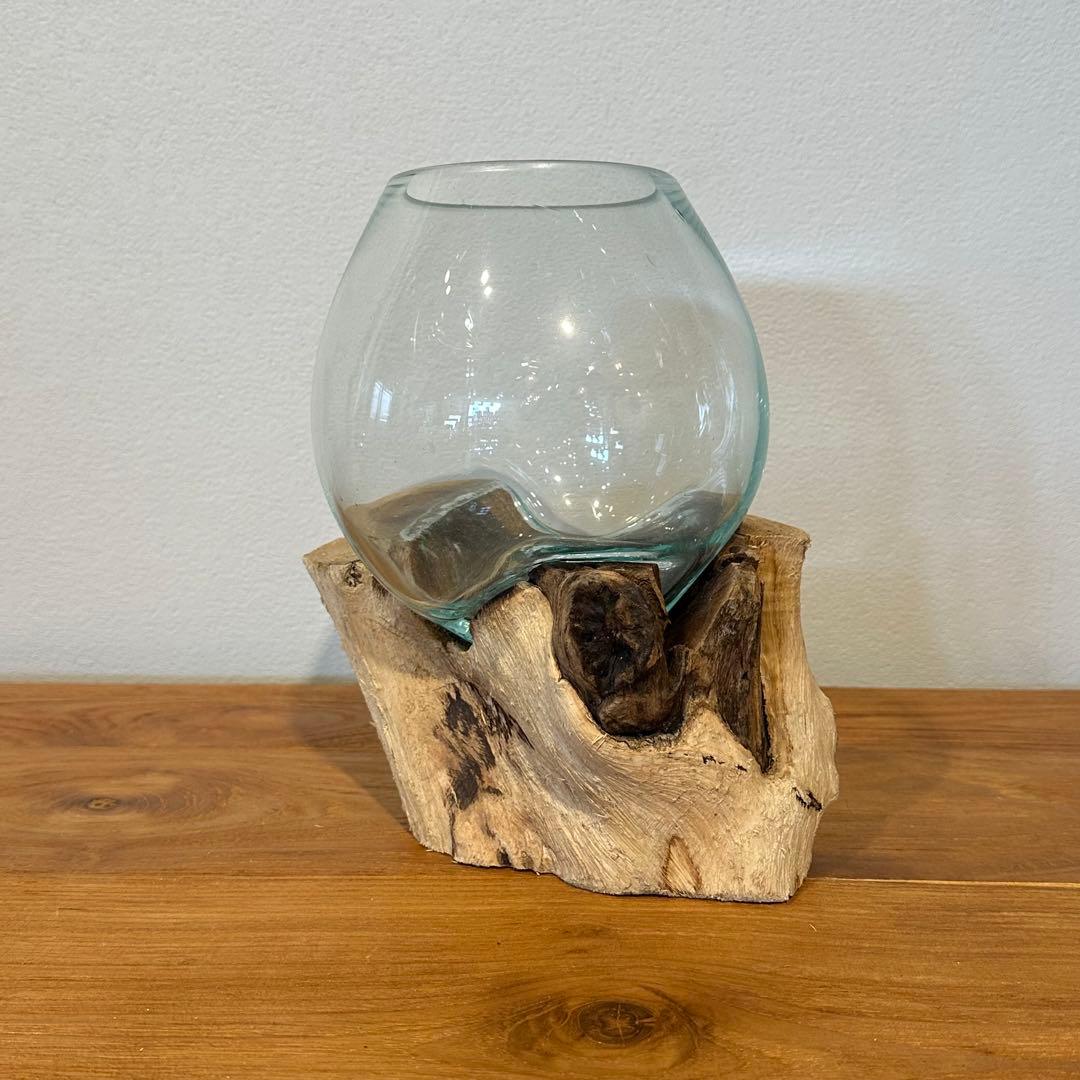 バリ島流木ガラス　w18×d15×h22cm 水槽　アクアリウムメダカ水槽804