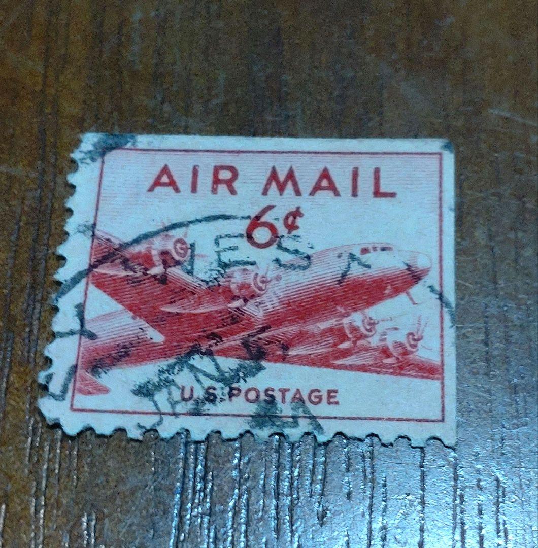 アメリカ合衆国航空便レッド6セント使用済切手