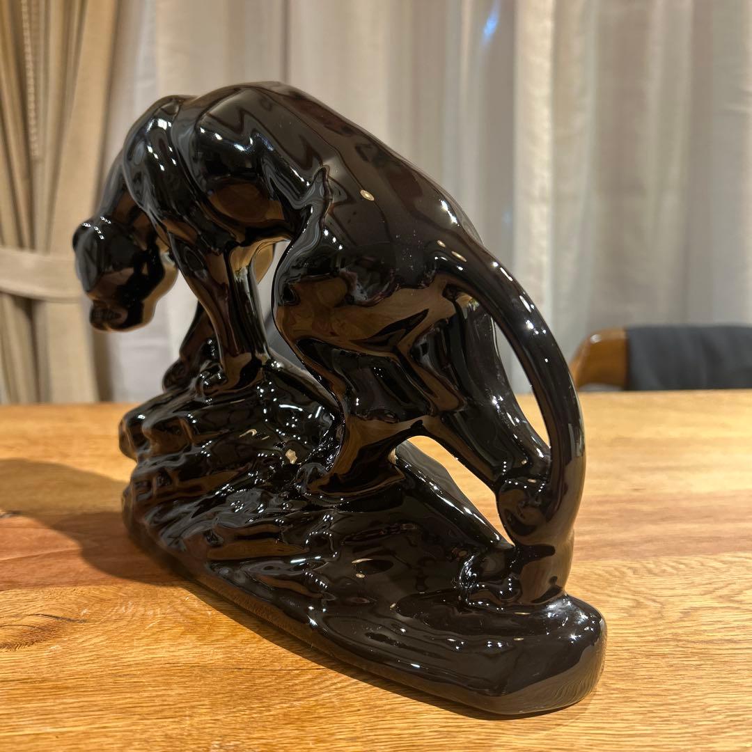 ★セラミック★黒豹★置物★ブラックパンサー★工芸品★インテリア★ヴィンテージ