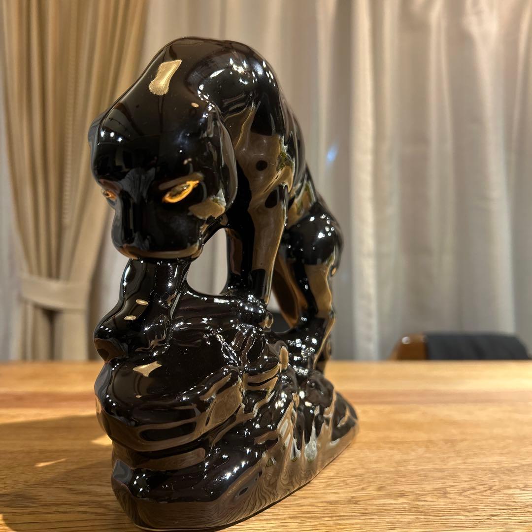 ★セラミック★黒豹★置物★ブラックパンサー★工芸品★インテリア★ヴィンテージ