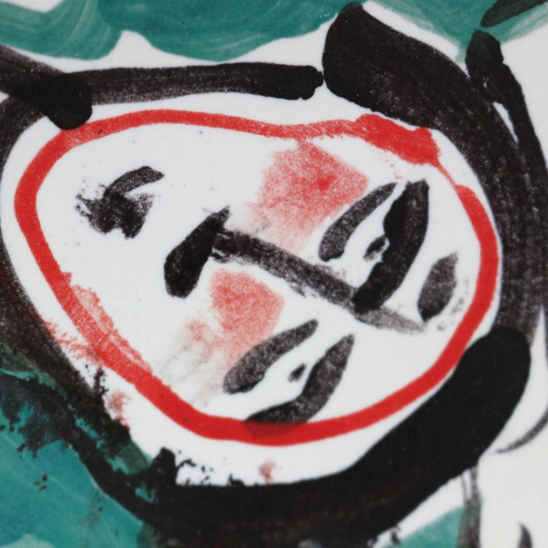 Anna Van Borselen 手描き プレート 飾皿 陶器 サイン在り