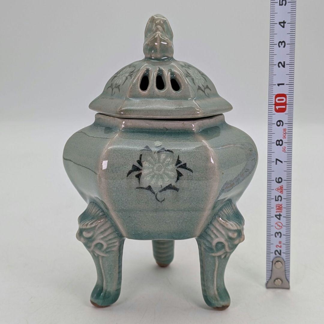 韓国人間国宝 申相浩 獅子摘青磁香炉 高麗青磁 韓国陶磁 香爐 香道具 茶道具