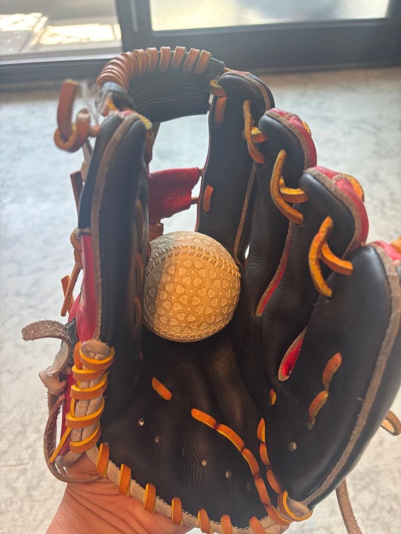 SUGA 軟式野球グローブ 黒/ピンク