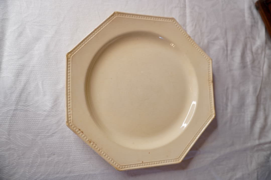 フランス アンティーク クレイユモントロー オクトゴナルプレート 陶器 平皿⑤