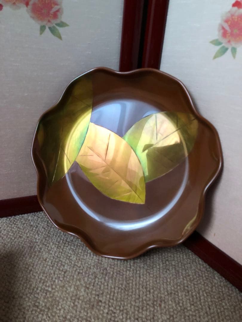 菓子器　煮色　木の葉　秀夆堂造　紙箱入