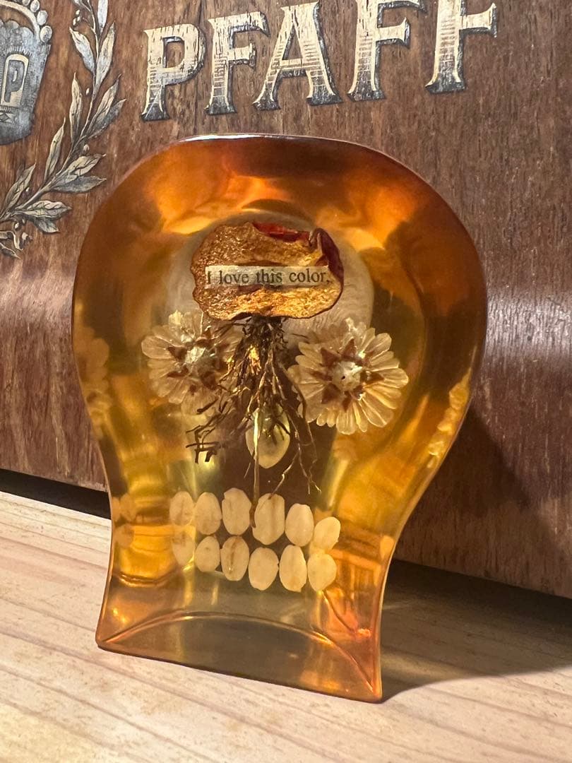 dugudagii スカル　初期作品　現代アート　ドライフラワー