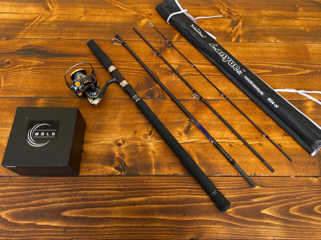 釣り竿　ショアジギング8ft 240cm パックロッド　サーフ　リール5000番