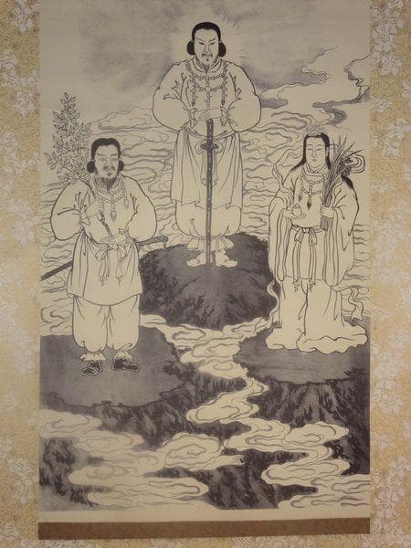 稀少 1956年 出羽三山神社 月読命 大山祇神 稲倉魂命 神画 紙本 掛軸