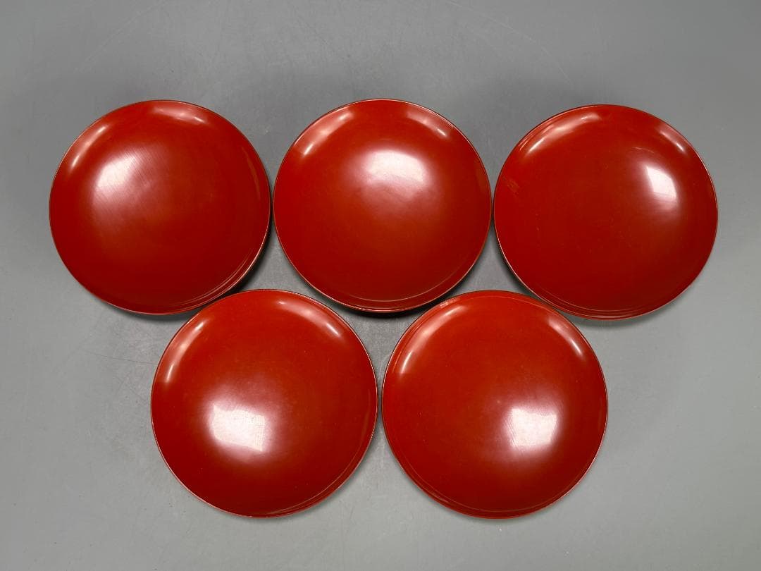 26.1.29-1 堅地屋清兵衛 利休形朱引盃 5客 共箱