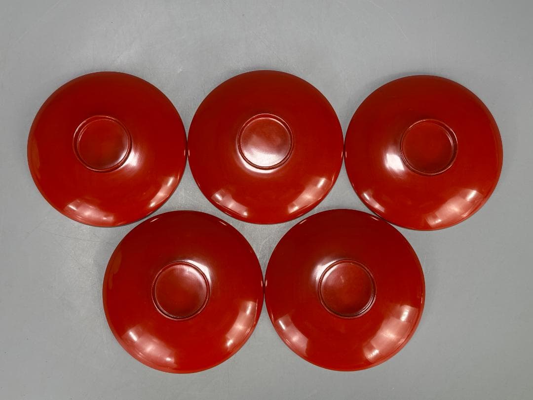 26.1.29-1 堅地屋清兵衛 利休形朱引盃 5客 共箱