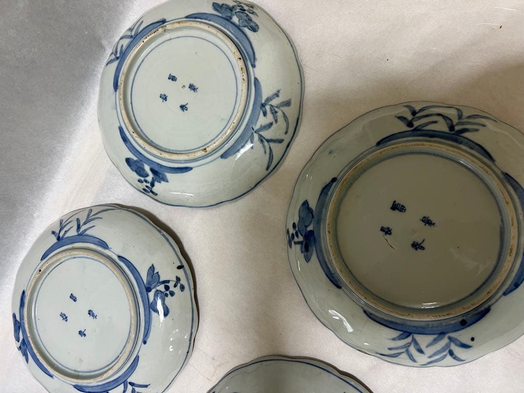 希少江戸時代 富長貴春 豆皿手塩皿 錦絵 色絵金彩時代物6点木箱あり直径21.5