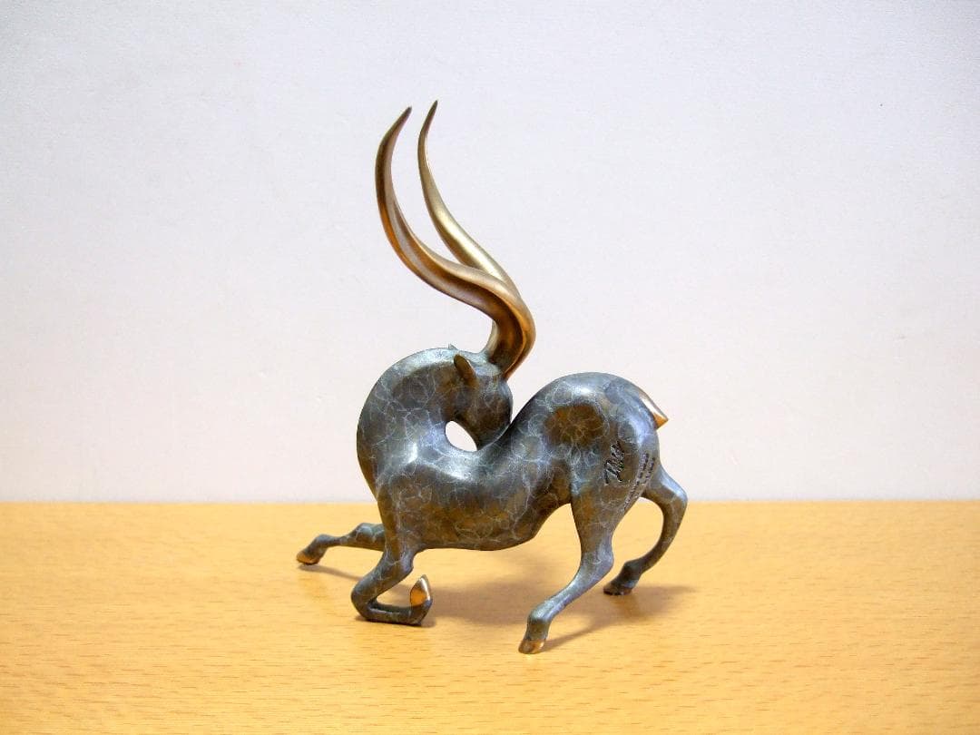 ガゼル 鹿 真鍮 置物 在銘 / ブロンズ アート