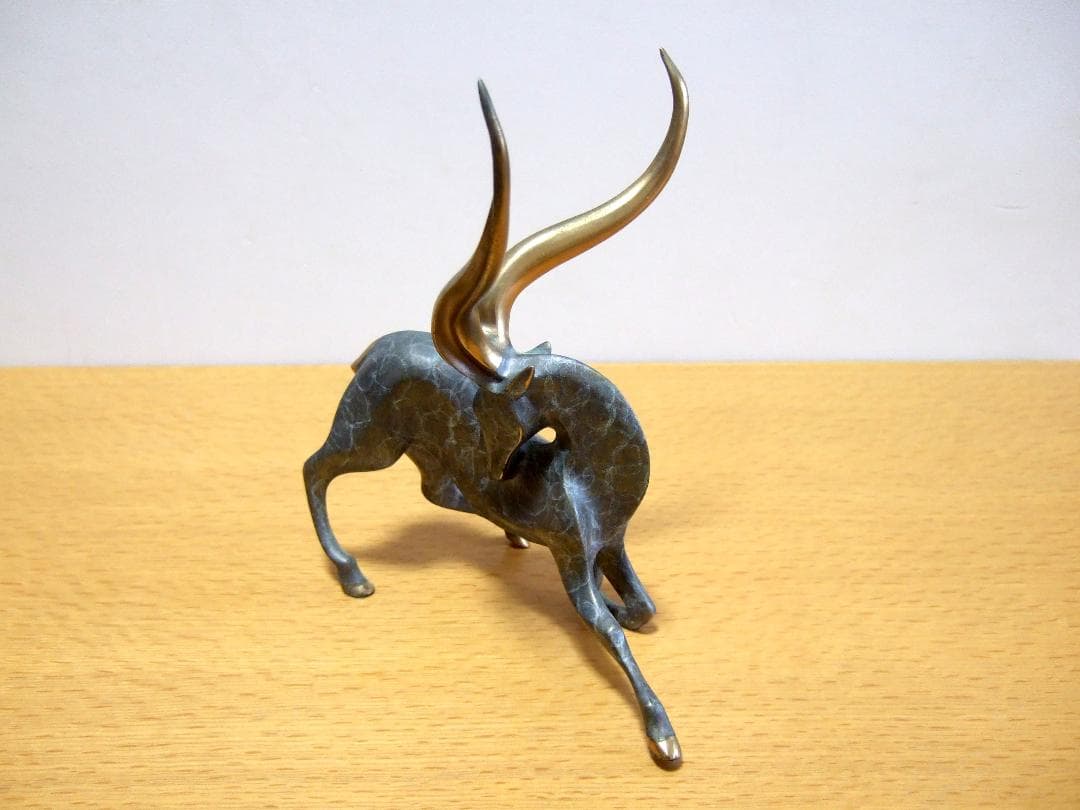ガゼル 鹿 真鍮 置物 在銘 / ブロンズ アート
