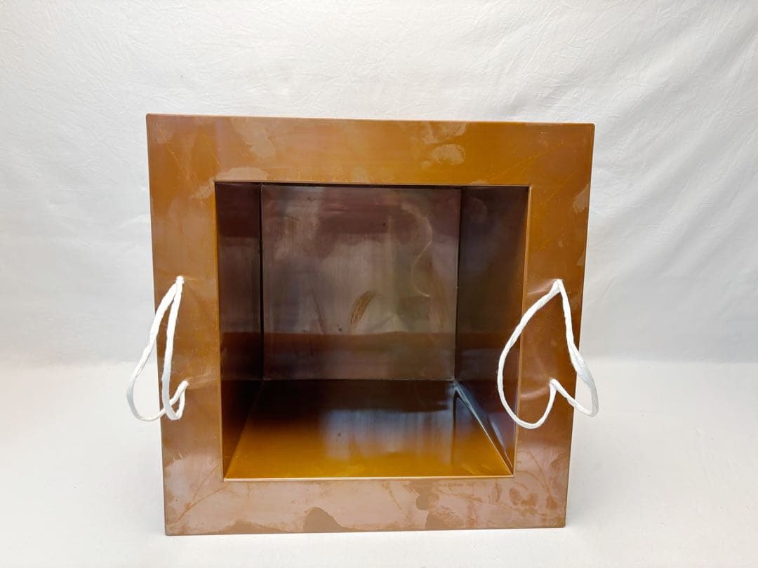 未使用 茶道具 銅製 炉壇 利休炉壇 黒真塗 花筏蒔絵 炉縁 2点セット 紙箱