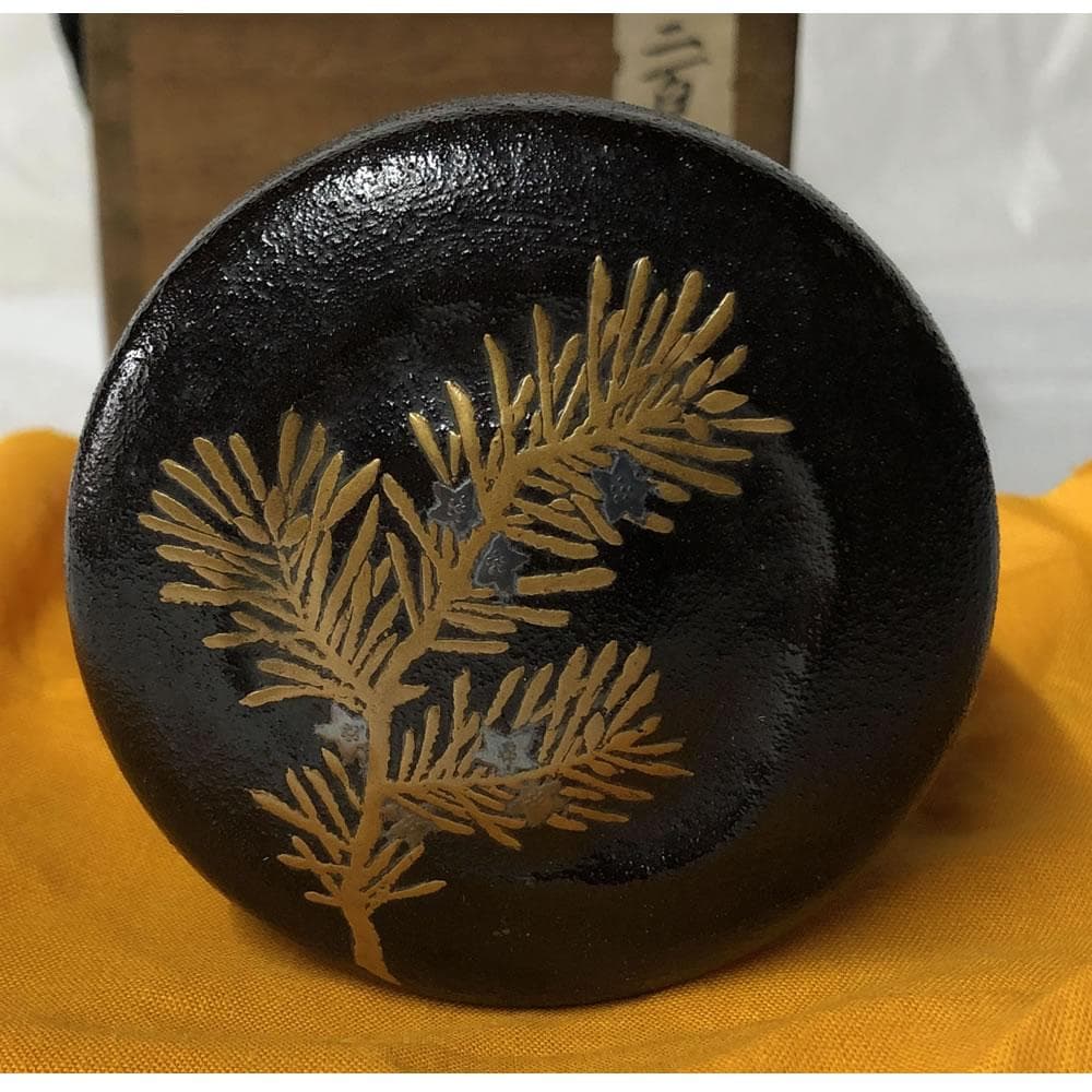 e3043 中村宗哲 松花蒔絵 竹茶器 共箱 七代 堀内家 亀叟 書付 棗