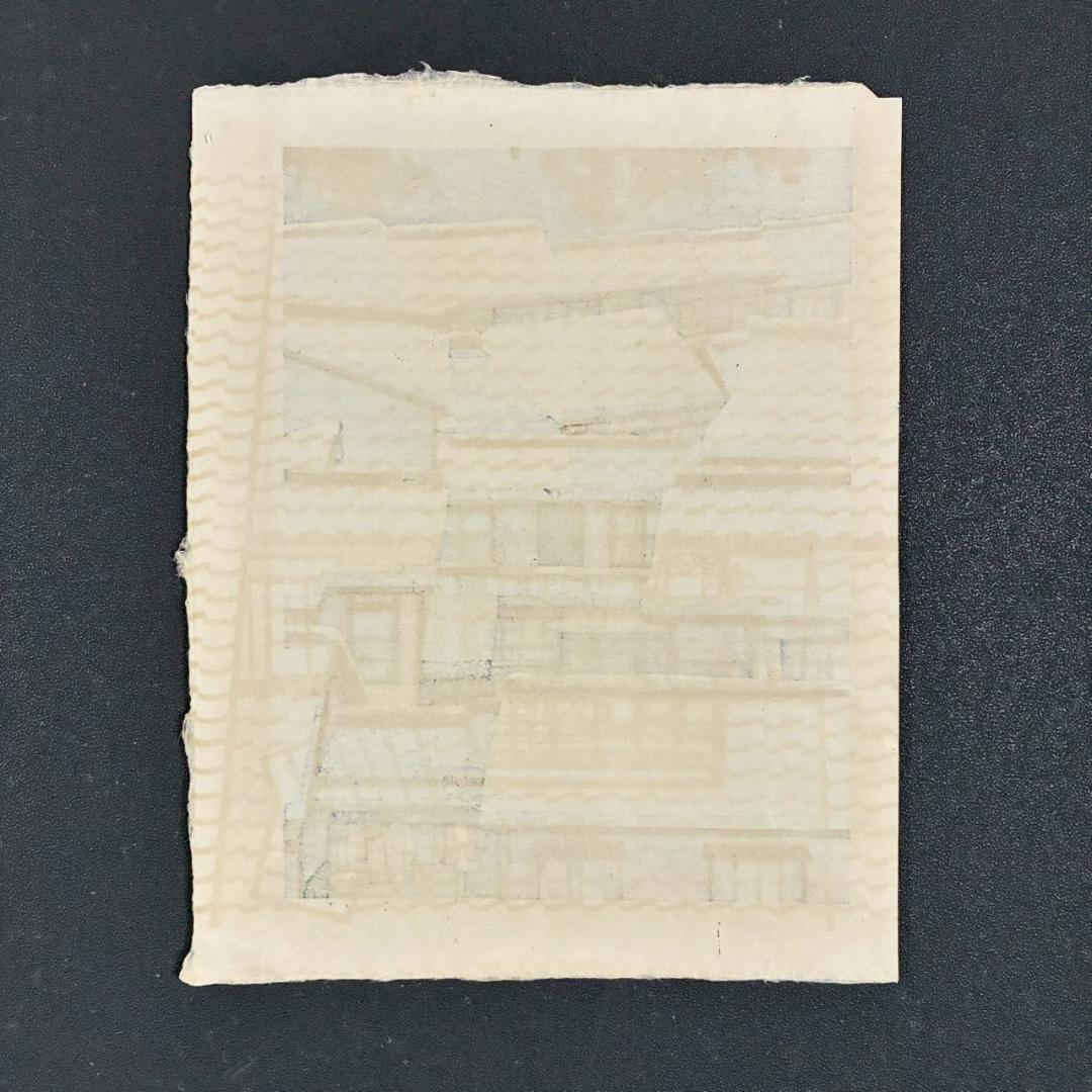 クリフトン・カーフ「雪の屋根」木版画 直筆サイン入 1982年 京都 人気作家